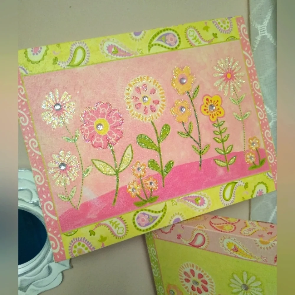 🆕 14"×11" Jeweled Pair of Canvas Pictures - Picture 2 of 7